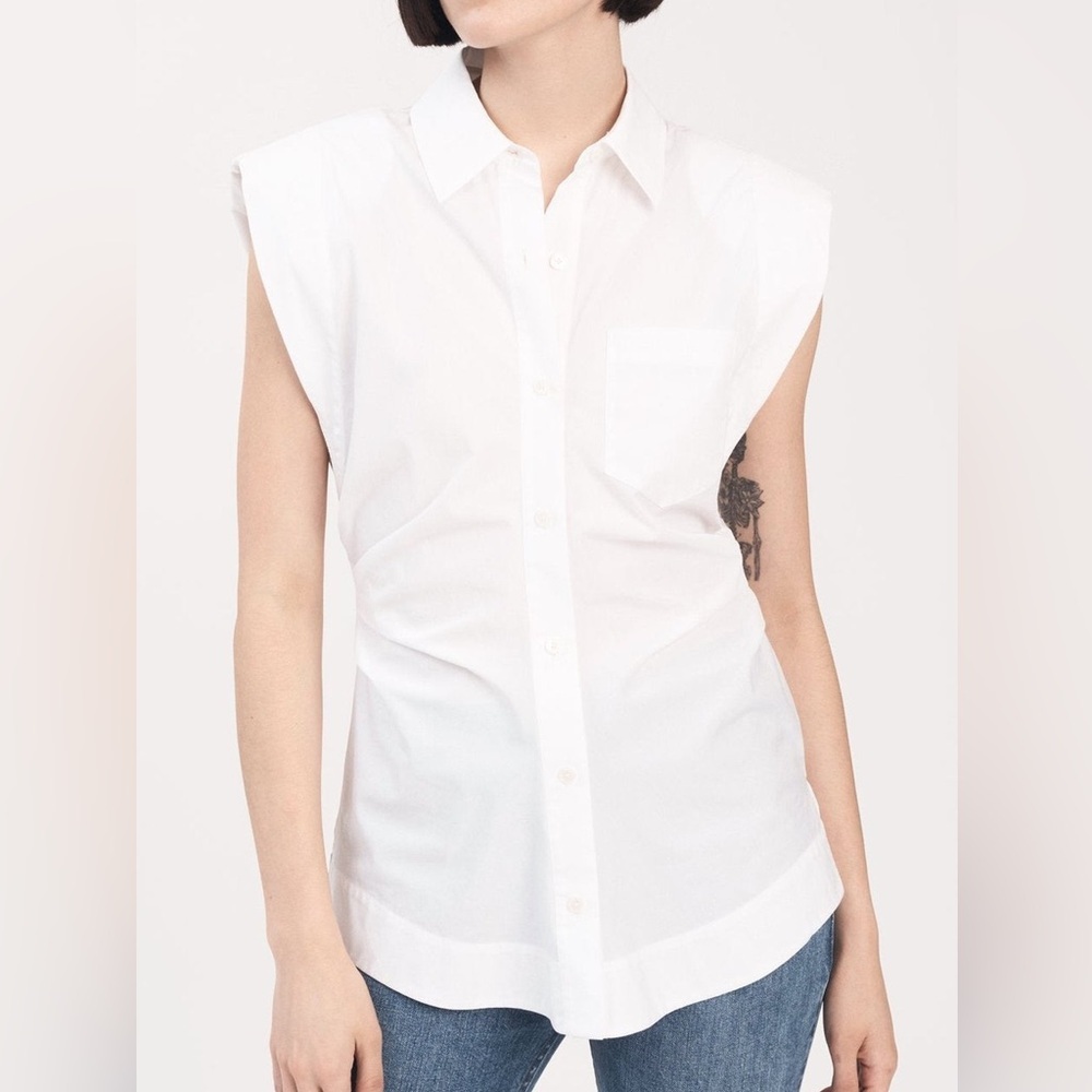 Derek Lam 10 Crosby | Ivy Sleeveless Ruched Button Down Shirt